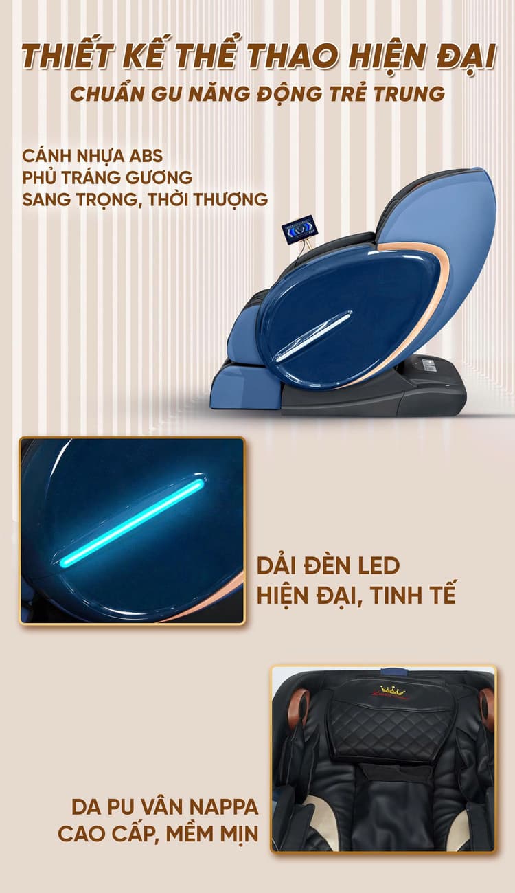 Ghế massage Queen Crown QL05 Pro-X - Thiết kế hiện đại