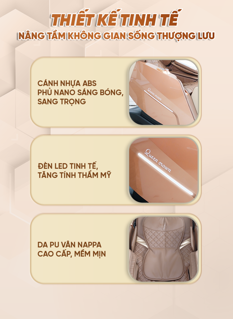 Ghế Massage Queen Crown A007 Diamond Thiết Kế Tinh Tế