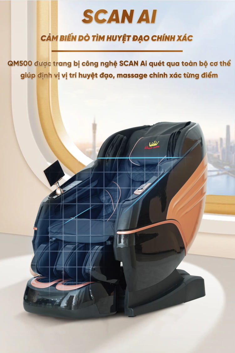 Ghế massage Queen Crown QM500 Luxury tích hợp tính năng scan