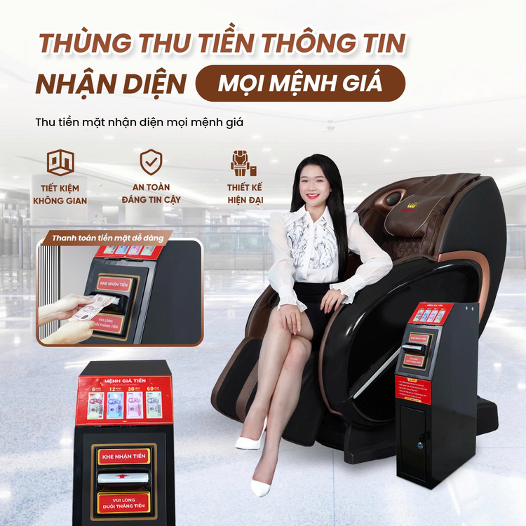 Ghế massage kinh doanh Queen Crown KD008 - Nhận diện mọi mệnh giá