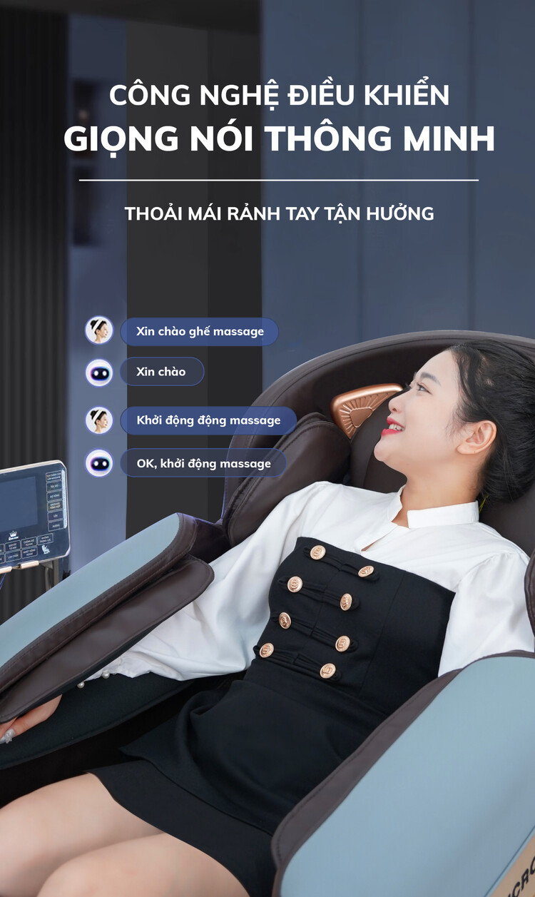 Ghế massage Queen Crown QE 66 Pro ứng dụng công nghệ điều khiển giọng nói