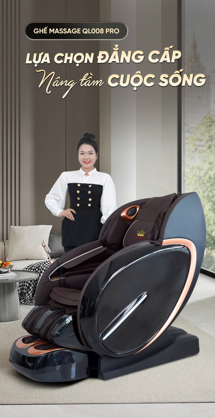 Ghế massage Queen Crown QL008 Pro cải tiến nhiều tính năng vượt trội