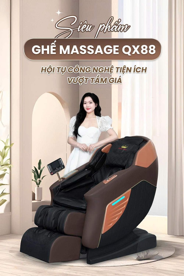 Ghế massage Queen Crown QX88 Hội tụ công nghệ tiện ích vượt tầm giá