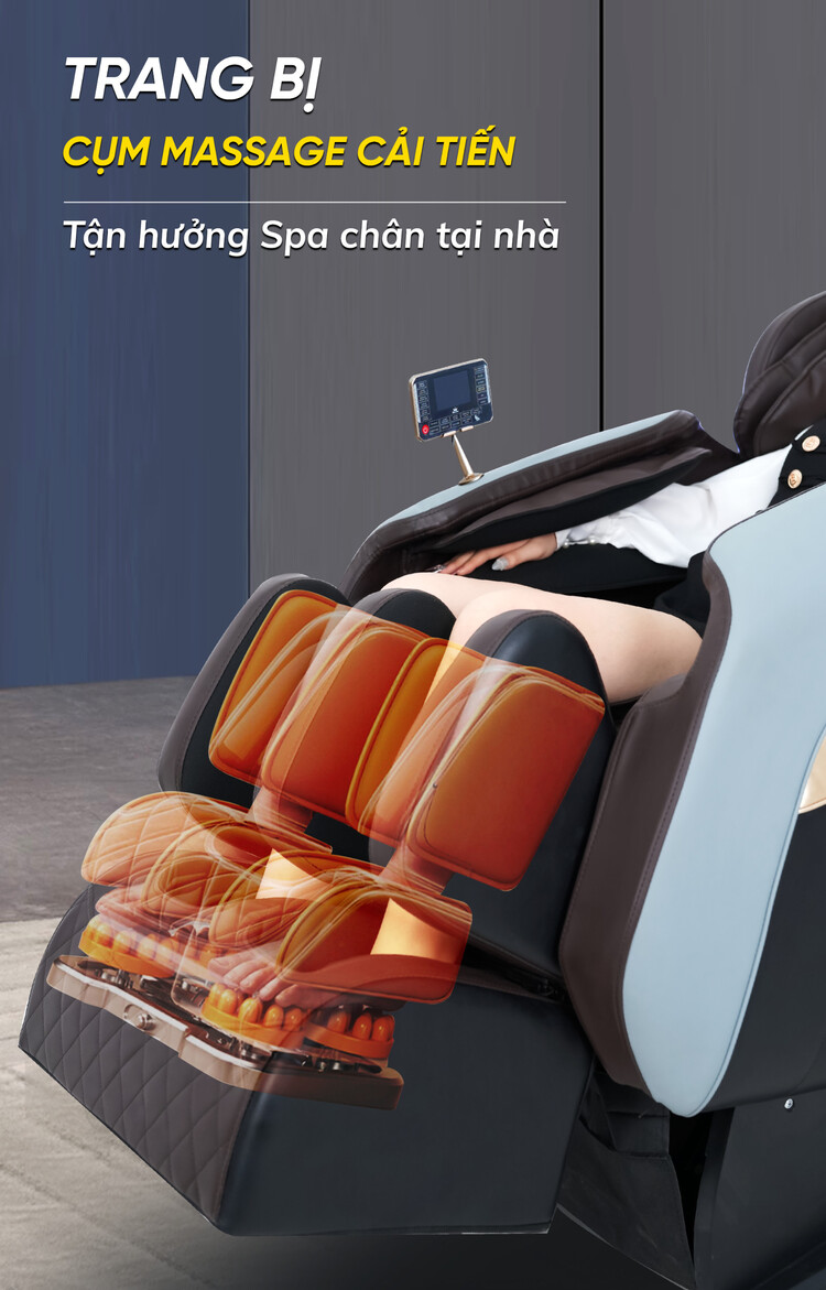 Ghế massage Queen Crown QE 66 Pro trang bị cụm massage chân cải tiến
