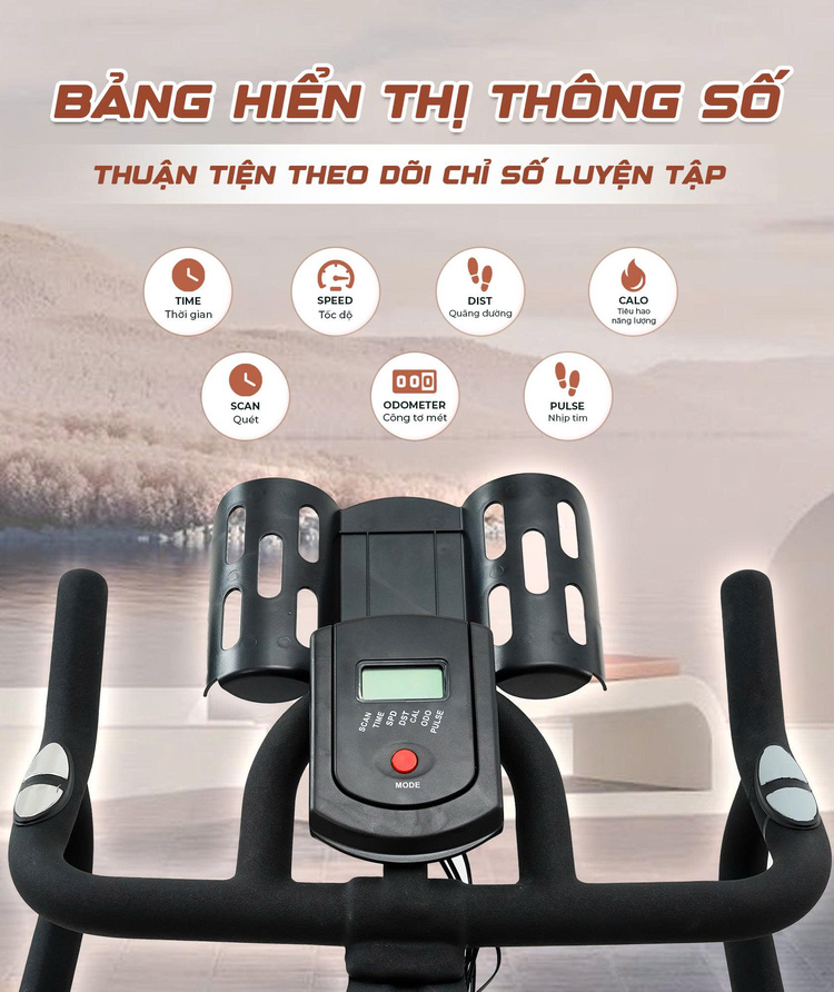 Xe đạp tập Queen Crown 350 Sport Bảng hiển thị thông số chi tiết