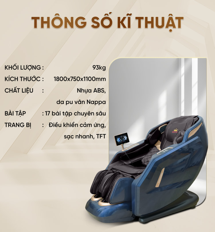 Ghế Massage Cao Cấp Queen Crown S860 Pro - Thông số kỹ thuật