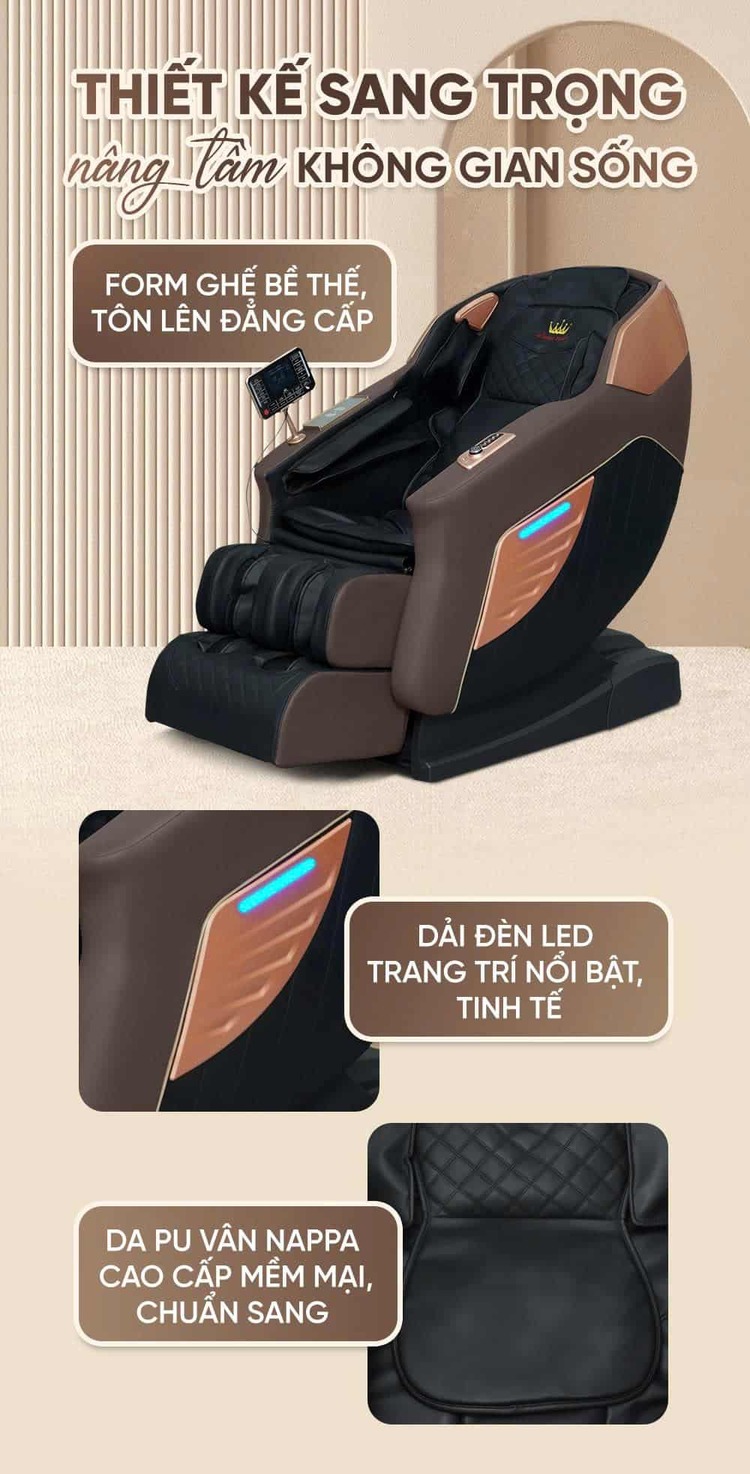 Ghế massage Queen Crown QX88 Thiết kế sang trọng