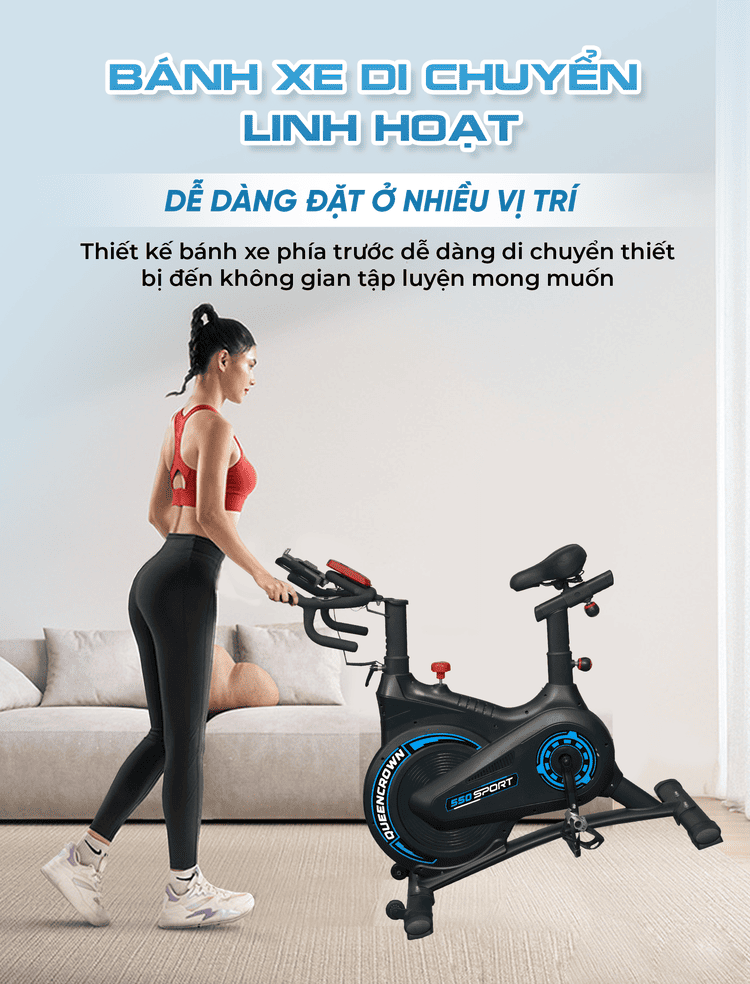 Xe đạp tập Queen Crown 550 Sport - Di chuyển linh hoạt mọi không gian