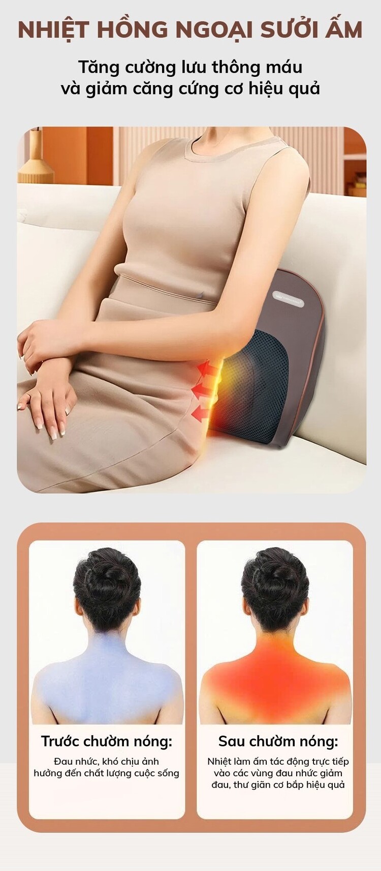 Máy Massage Cổ Vai Gáy Lưng Nhiệt hồng ngoại sưởi ấm