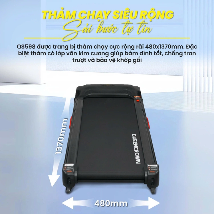 Máy chạy bộ Queen Crown QS 598 - Thảm chạy siêu dài rộng