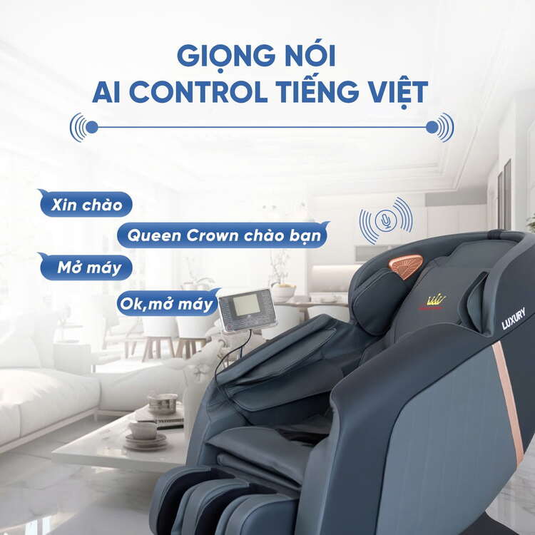 Ghế massage Queen Crown QA77 Pro ứng dụng công nghệ điều khiển giọng nói thông minh