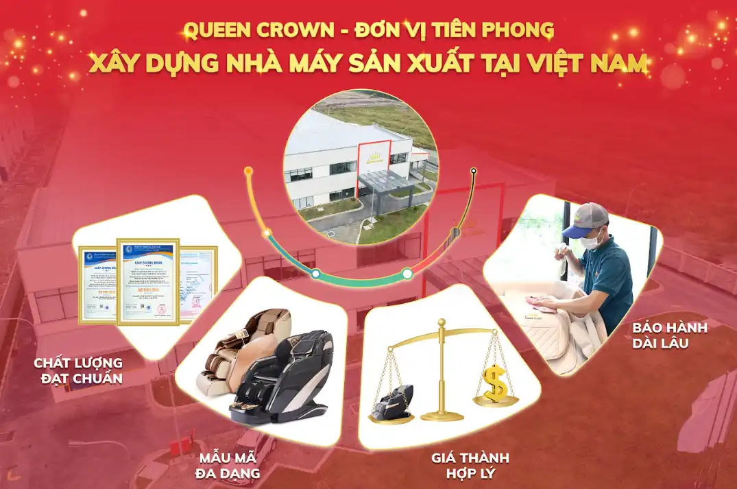 Quy Trình Sản Xuất Ghế Massage Queen Crown Quy Mô Lớn