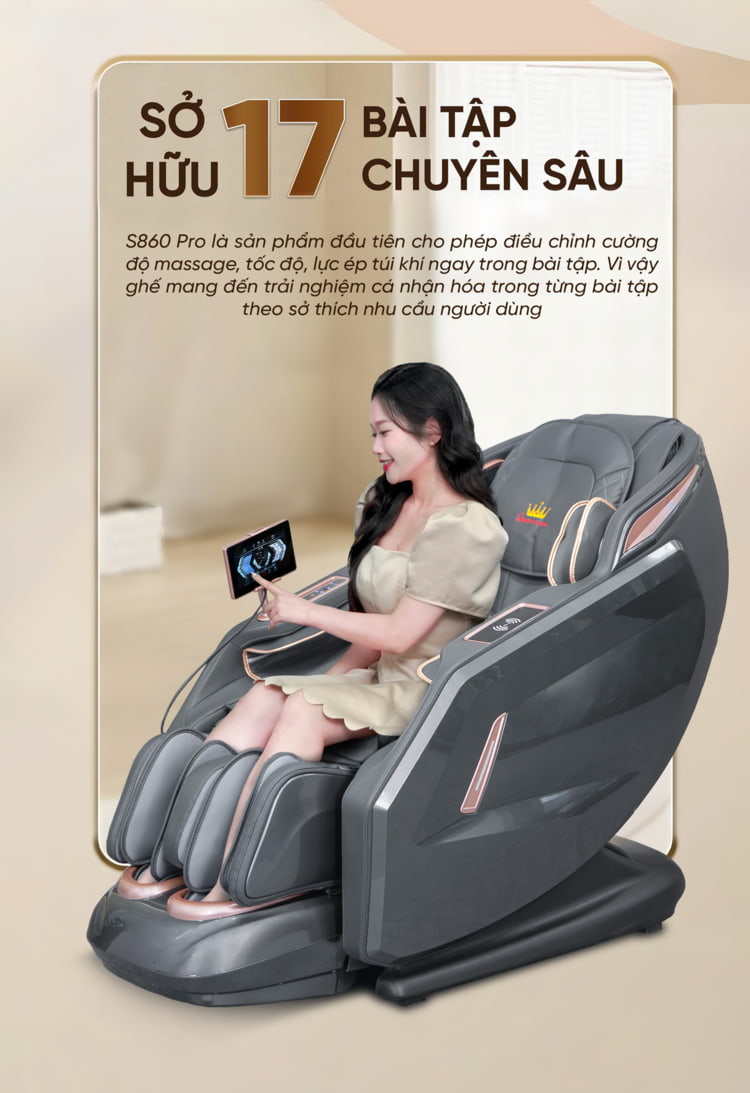 Ghế Massage Cao Cấp Queen Crown S860 Pro - 17 bài tập chuyên sâu