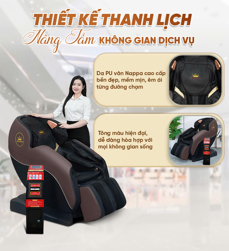 Ghế massage kinh doanh Queen Crown KD79 Plus - Thiết kế thanh lịch