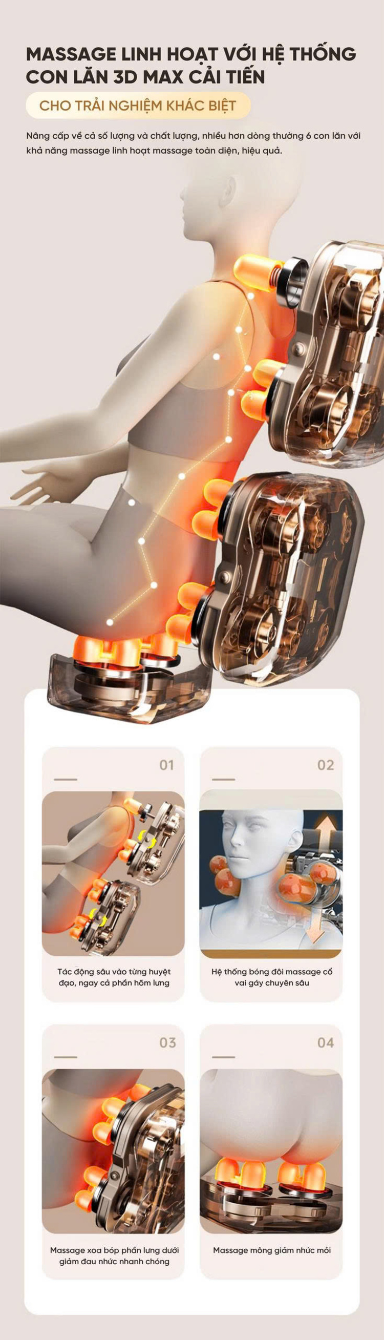 Ghế massage Queen Crown QA35 Pro - Massage linh hoạt