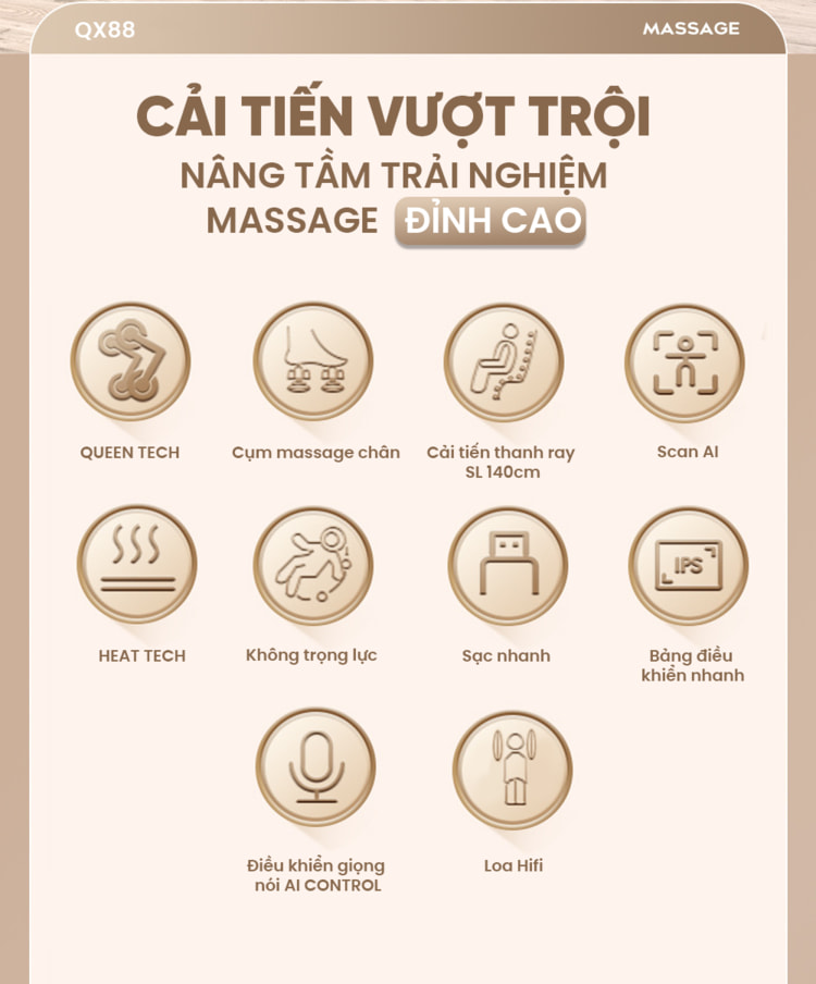 Ghế massage Queen Crown QX88 Cải tiến vượt trội