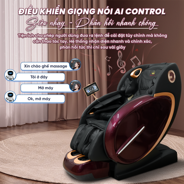 Ghế massage Queen Crown QL698 Luxury - Điều khiển giọng nói thông minh