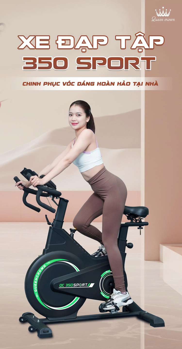 Xe đạp tập Queen Crown 350 Sport Chinh phục vóc dáng hoàn hảo