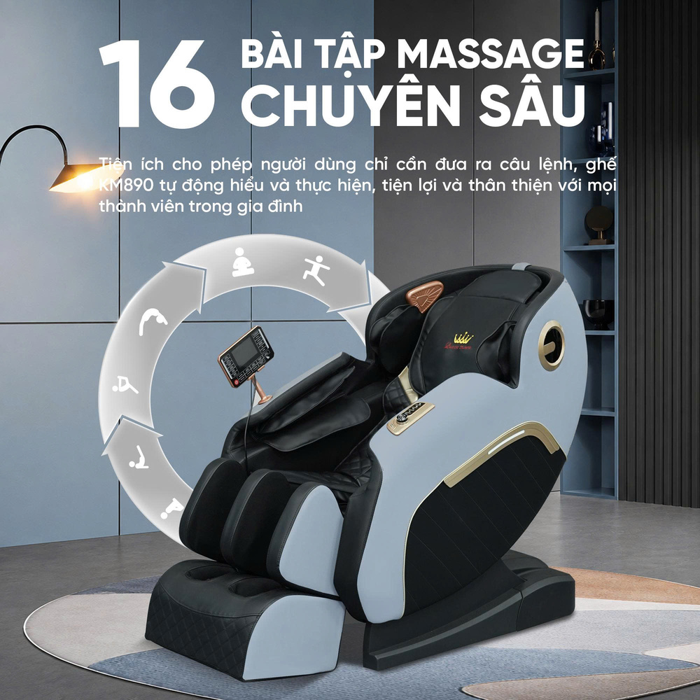 Ghế Massage Queen Crown QE98 Pro - 16 bài tập