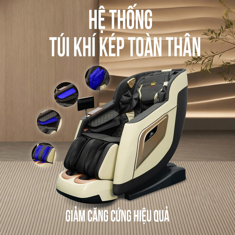 Ghế massage Queen Crown QM S300 - Hệ thống túi khí kép toàn thân