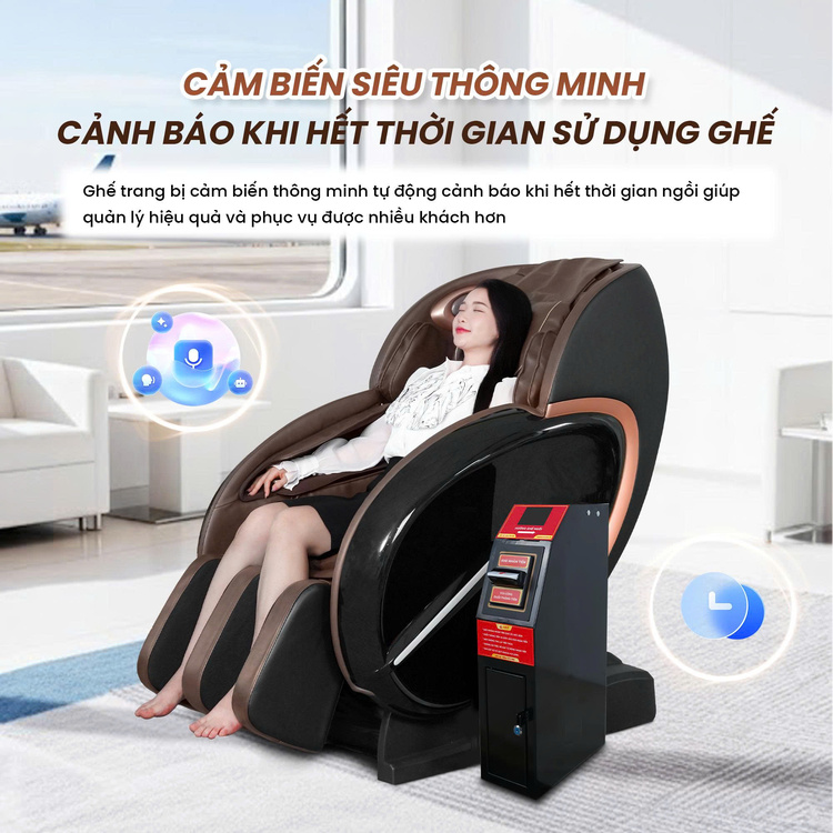 Ghế massage kinh doanh Queen Crown KD008 Plus - Cảm biến thời gian thông minh