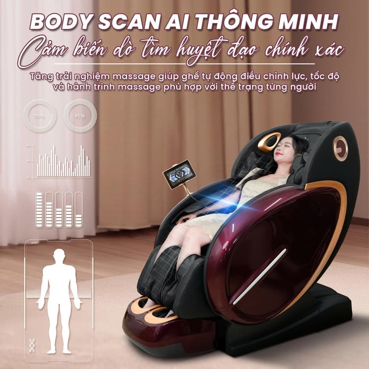 Ghế massage Queen Crown QL698 Luxury - Body Scan Ai