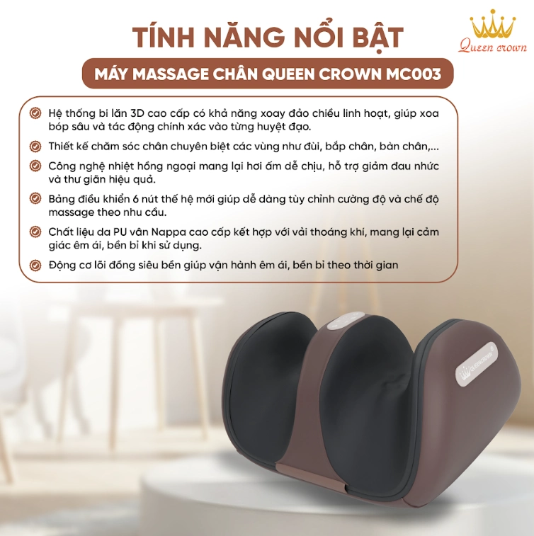 Tính năng nổi bật chỉ có trên máy massage chân Queen Crown MC003