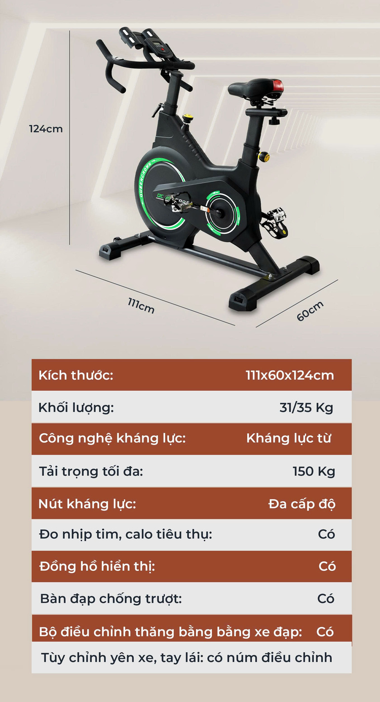 Xe đạp tập Queen Crown 350 Sport Thông số kỹ thuật