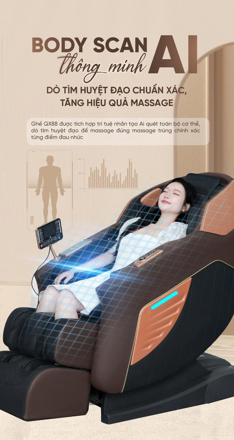 Ghế massage Queen Crown QX88 Dò huyệt đạo chính xác