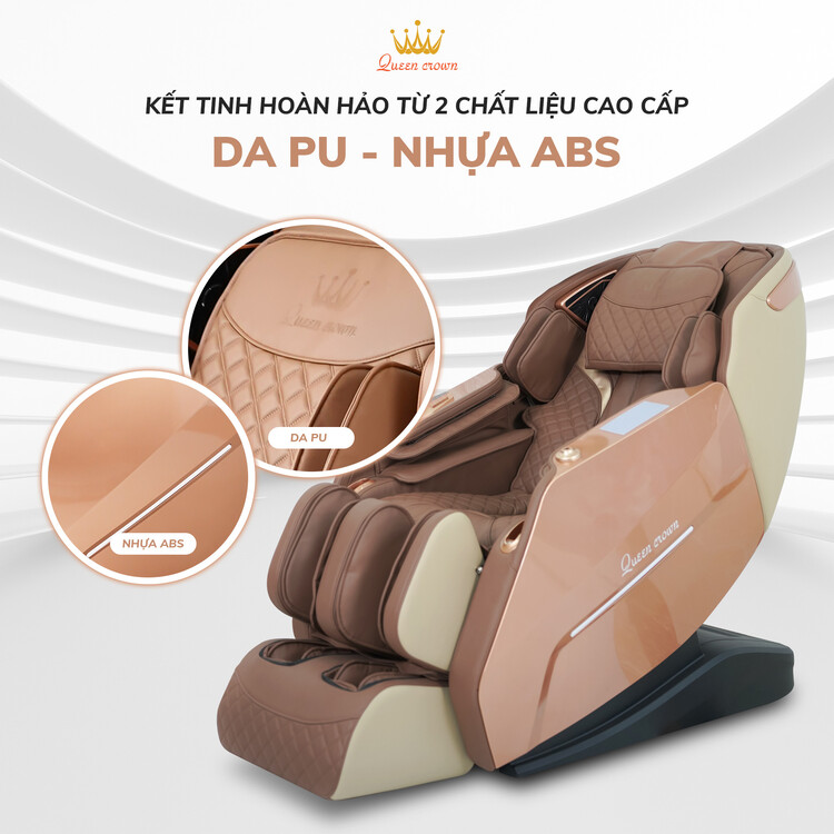 Ghế massage Queen Crown QC A7 Luxury kết tinh từ 2 chất liệu cao cấp