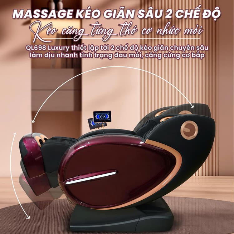 Ghế massage Queen Crown QL698 Luxury - Kéo giãn 2 chế độ