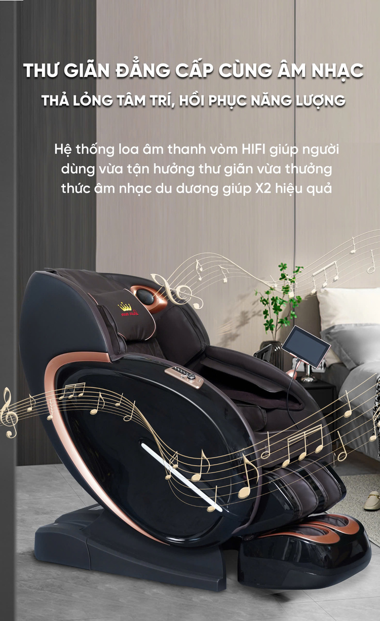 Ghế massage Queen Crown QL008 Luxury trang bị loa hifi
