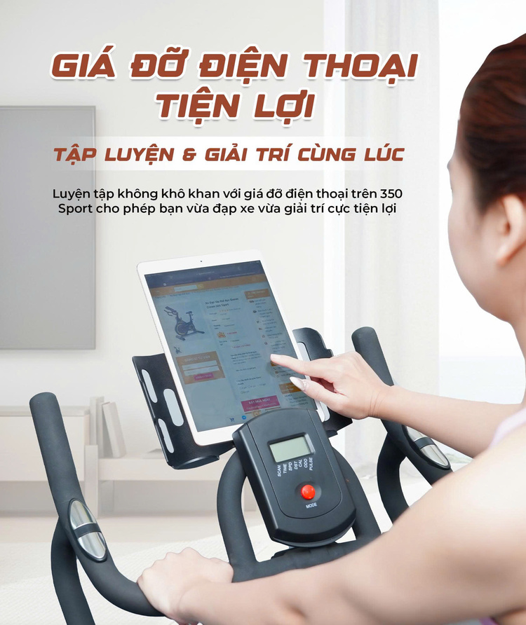 Xe đạp tập Queen Crown 350 Sport Trang bị giá đỡ hợp kim