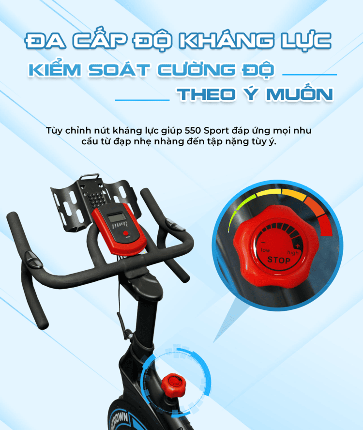 Xe đạp tập Queen Crown 550 Sport - Đa cấp độ kháng lực