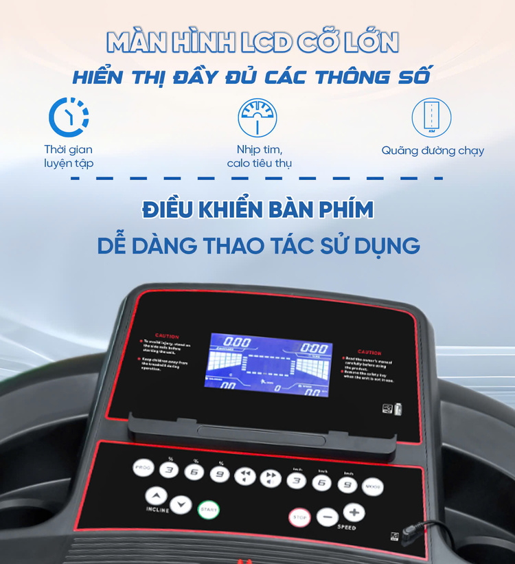 Máy chạy bộ QS592 Màn hình cảm ứng LCD