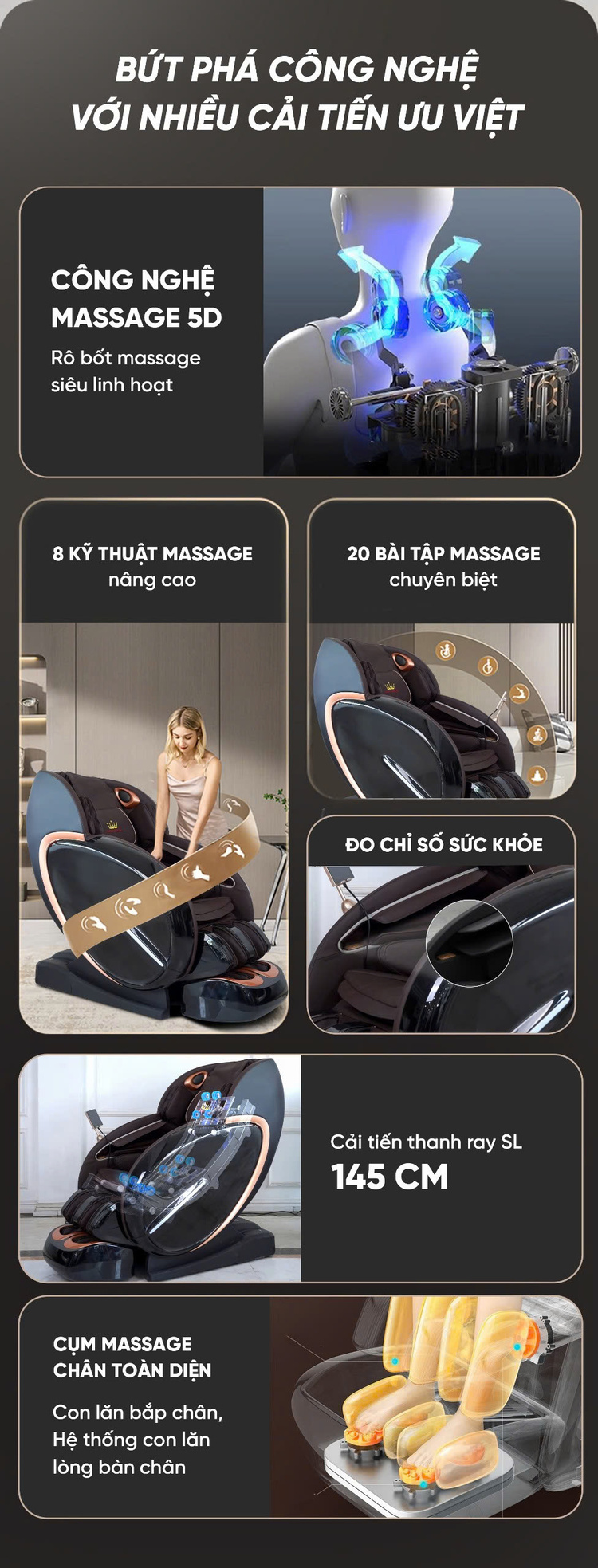 Ghế massage Queen Crown QL008 Pro bứt phá nhiều tính năng