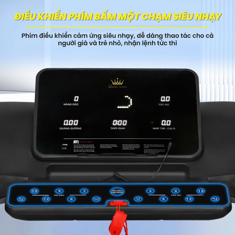 Máy chạy bộ Queen Crown QS 598 - Điều khiển cảm ứng siêu nhạy