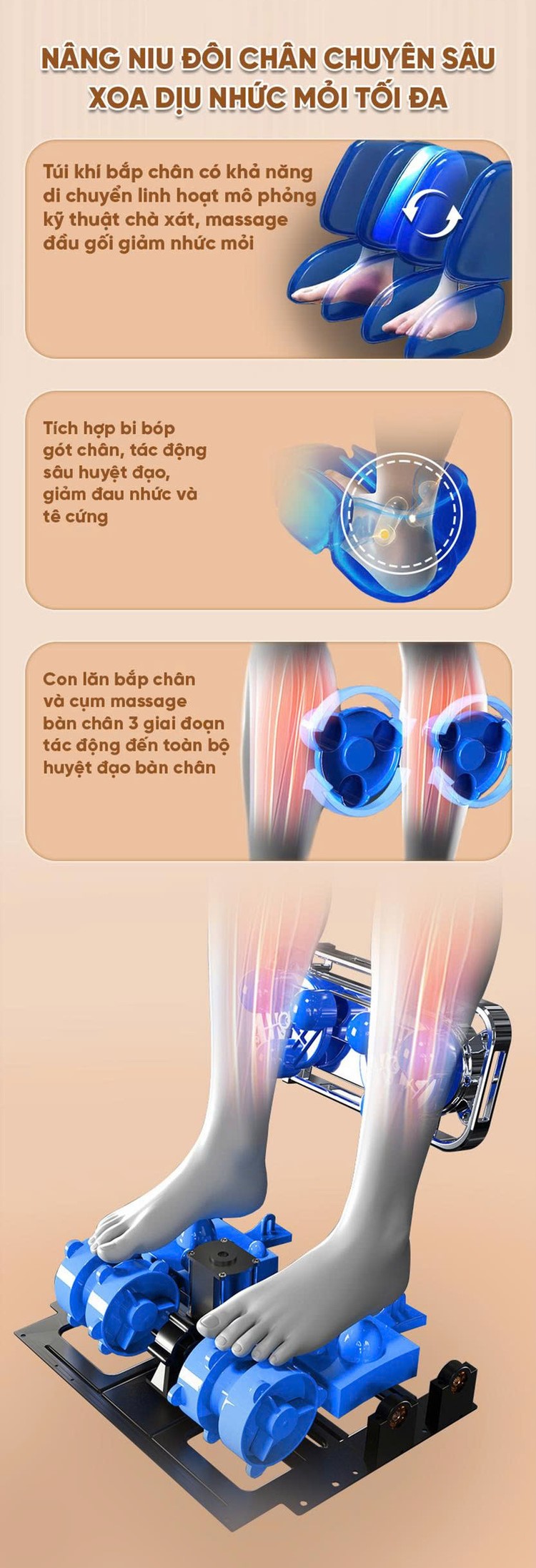 Ghế Massage Cao Cấp Queen Crown A009 Diamond Nâng niu đôi chân