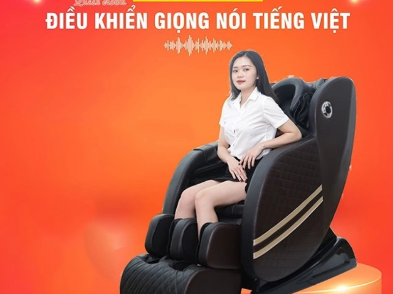 Ghế massage V9 Plus được tích hợp tính năng điều khiển giọng nói bằng tiếng Việt