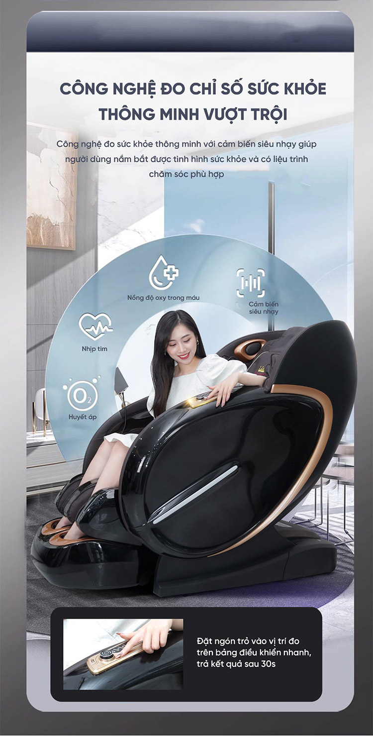 Ghế massage QL008 Luxury ứng dụng công nghệ đo sức khỏe 