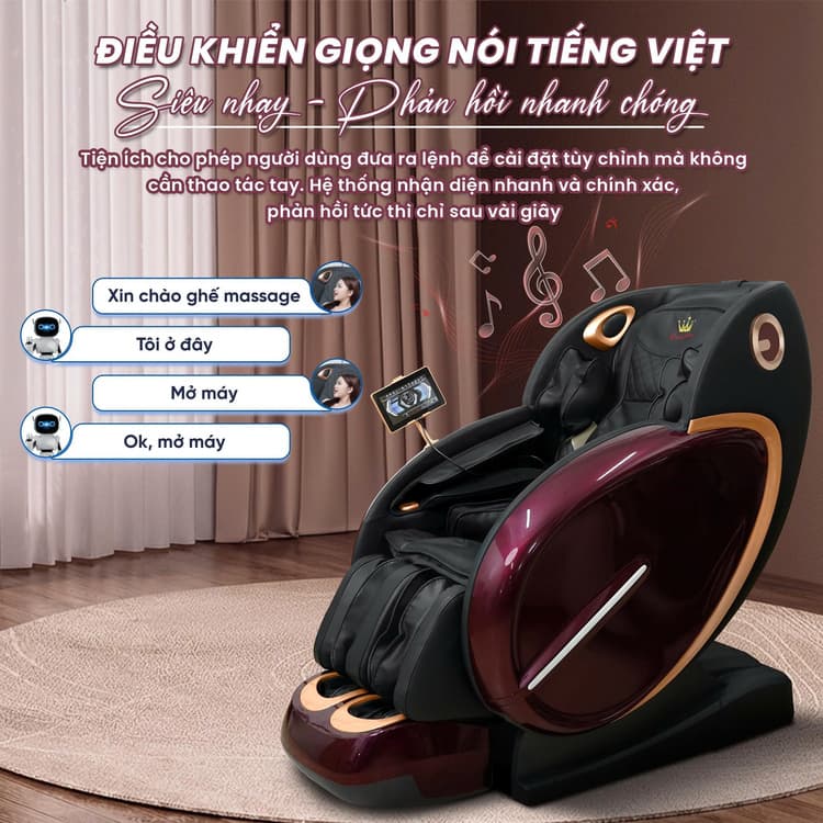 Ghế massage Queen Crown QL698 Luxury - Điều khiển giọng nói thông minh