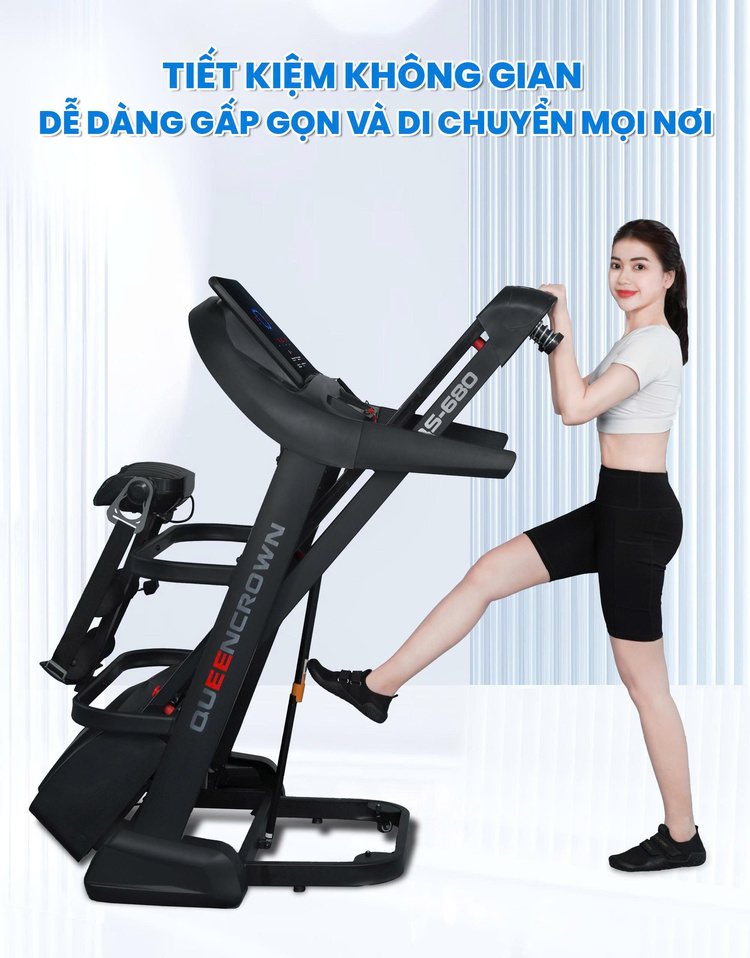Máy chạy bộ Queen Crown QS680 - Dễ dàng gấp gọn