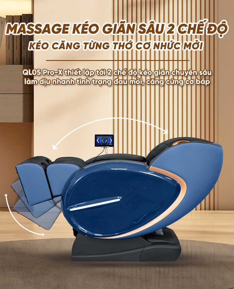 Ghế massage Queen Crown QL05 Pro-X - Kéo giãn chuyên sâu