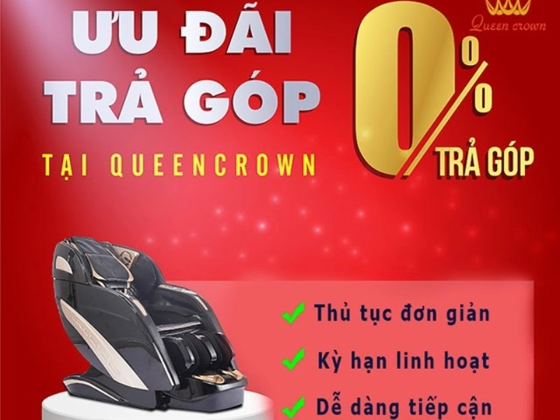 Queen Crown có chính sách bán ghế massage trả góp 0%