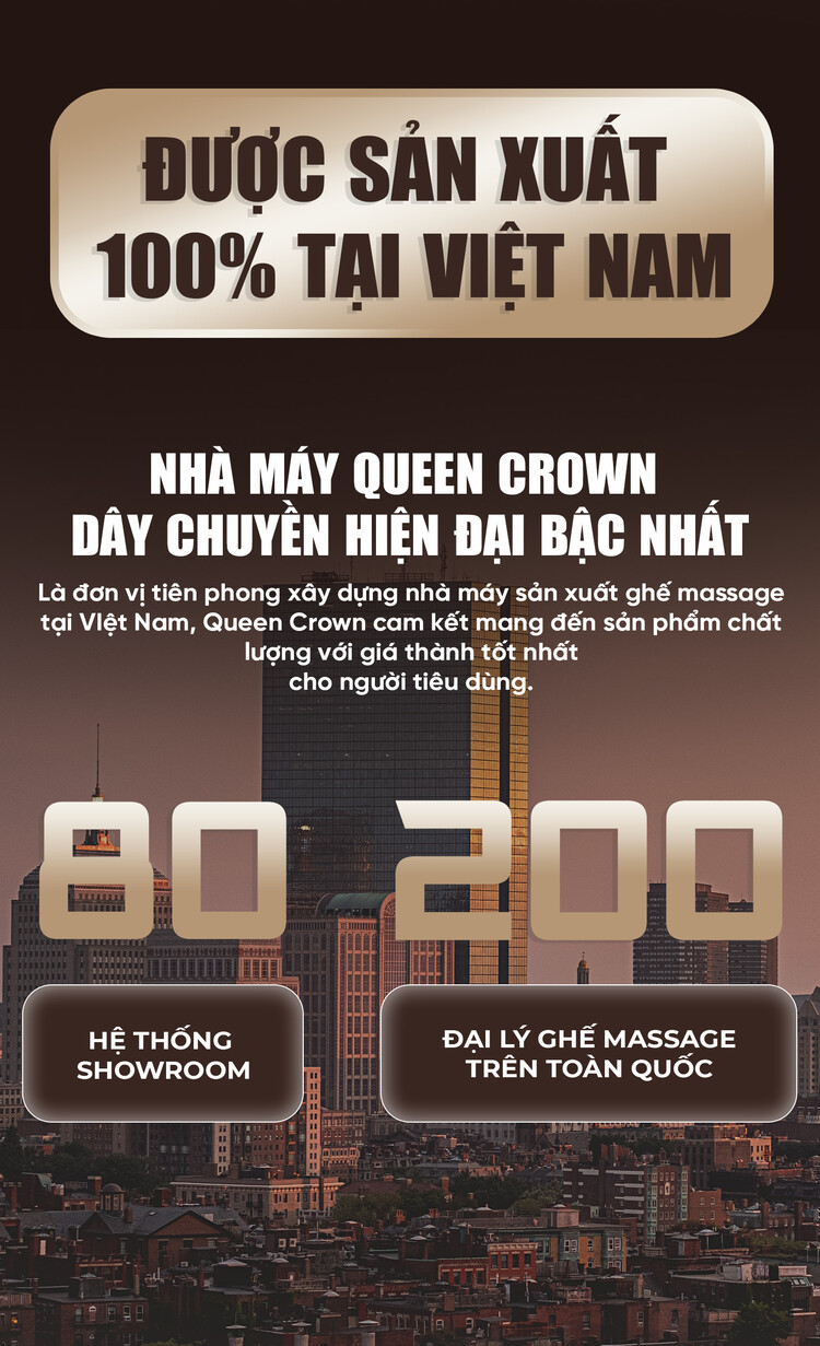 Ghế massage Queen Crown QE 79 được sản xuất 100% tại Việt Nam