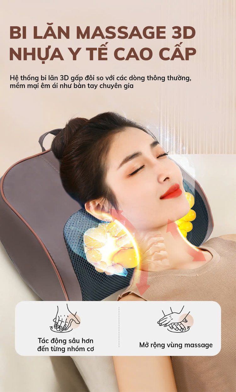 Máy Massage Cổ Vai Gáy Lưng Bi lăn massage 3D thế hệ mới