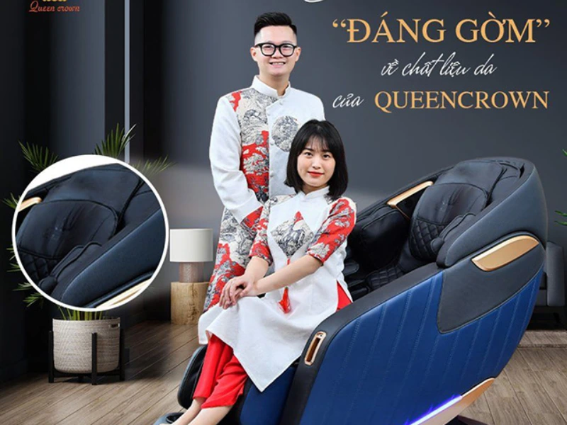 Ghế mát xa Queen Crown được làm từ da PU