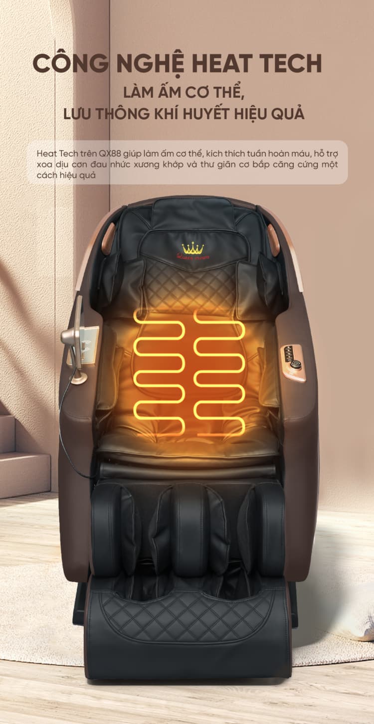Ghế massage Queen Crown QX88 Heat Tech vùng lưng