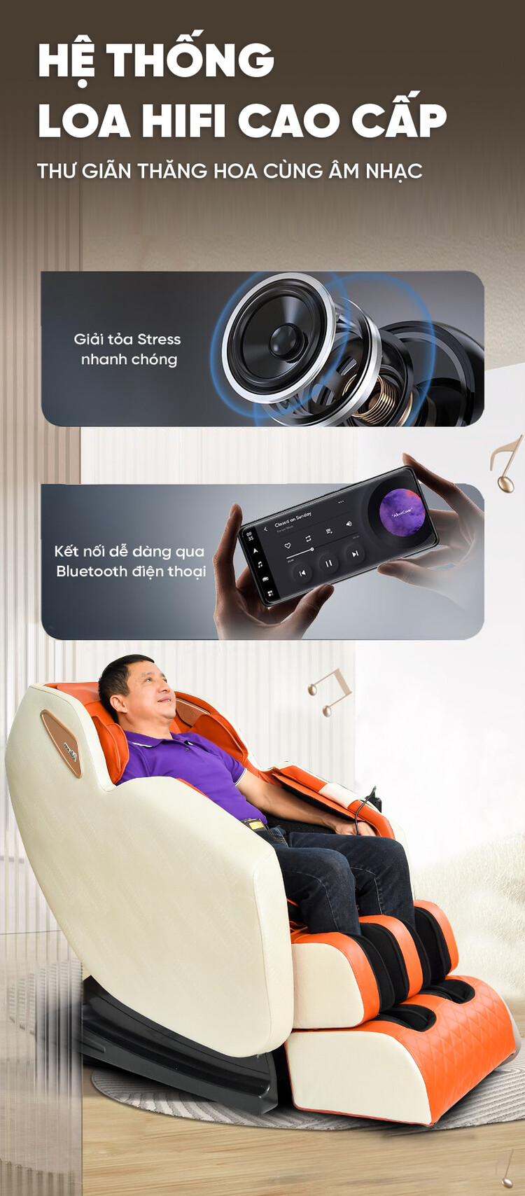 Ghế massage Queen Crown QC LX3 Plus trang bị hệ thống loa hifi chất lượng