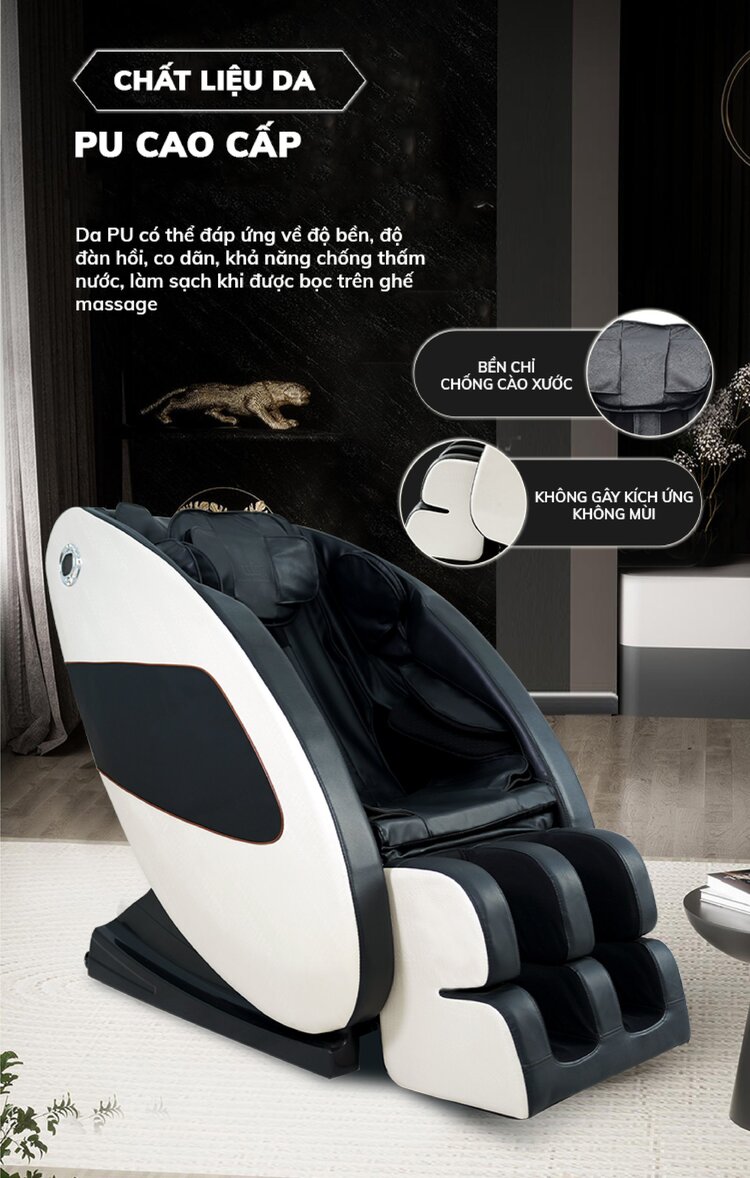 Ghế massage Queen Crown QC V500 được làm từ da PU cao cấp